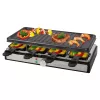 Clatronic RG 3757 raclettegrill, rechthoekig, geribbelde grillplaat 42x21 cm, 8 raclettepannetjes, 1400 W, RVS/kunststof 263946