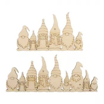 Rayher decoratieartikel naturel houten lat kabouterfamilie, 2 st. (46805505)