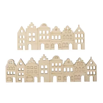 Rayher decoratieve houten lat Noordse huizen, naturel, 2 stuks (46811505)