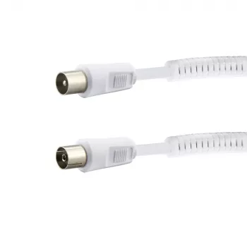 E+P AB101 witte coaxiale antennekabel 1,5m IEC stekker naar bus 75dB afscherming