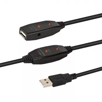 E+P CC508/25 USB 2.0 actieve repeater-kabel, 25 m, USB-A stekker naar USB-A bus, zwart