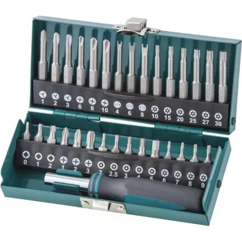 Wolfcraft 31-delige veiligheidsbitset met magnetische snelwisselhouder, S2-staal, 1/4 inch zeskantschacht, Phillips, Pozidriv, Torx, Security-Hex, Tri-Wing, Spanner, Torq-Set, Robertson, sleuf 1386000
