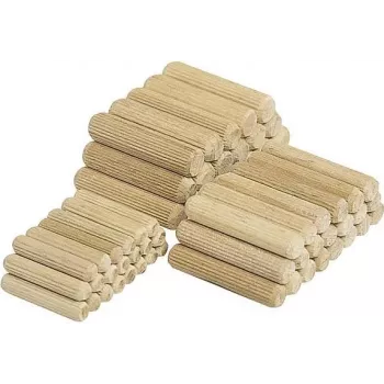 Wolfcraft houten deuvels 8 mm x 40 mm, 150 stuks, beuken, geribbeld, DIN 68150 2907000