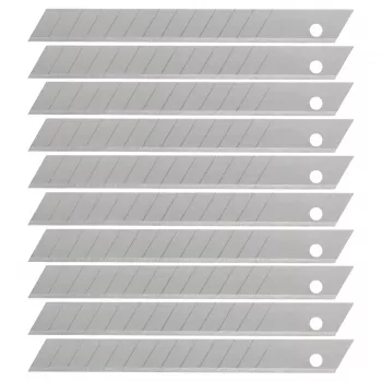 Wolfcraft afbreekmessen 9 mm, 10 stuks, koolstofstaal, 7 segmenten, universele pasvorm 4302000