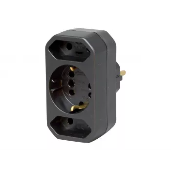 Kopp DUOversal Schuko-adapterstekker, 2 stopcontacten, 16 A, 250 V, zwart 179605004