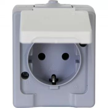 HEINRICH KOPP opbouw Schuko-stopcontact 16A 250V IP44 grijs/wit 100648007
