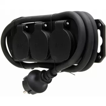 HEINRICH KOPP 223003044 3-voudig stekkerdoos met kinderslot, zwart, 1,4 m kabel