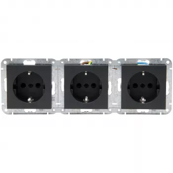 HEINRICH KOPP HK07 KombiQuick drievoudige schuko-wandcontactdoos, antraciet, inbouw, 16 A, 250 V, kinderveilig, halogeenvrij 133415001