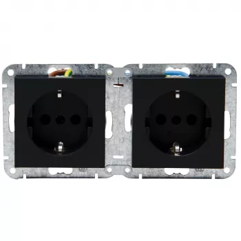 HEINRICH KOPP HK07 KombiQuick dubbel Schuko-stopcontact, inbouw, horizontaal, zwart 133750003