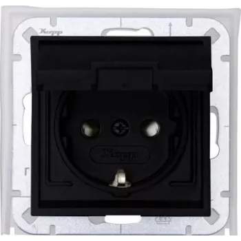 HEINRICH KOPP 954050001 inbouwcontactdoos met randaarde en klepdeksel, IP44, 16 A, 250 V, zwart