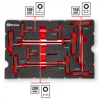 Einhell 370526 9-delige kofferinzet-set voor E-Case, rood/zwart