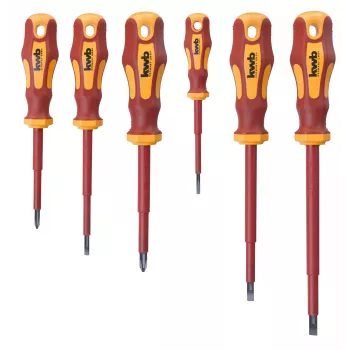 KWB 7-delige schroevendraaierset met spanningstester, chroom-vanadiumstaal, magnetische punten, ergonomische 2-componenten handgreep 140870