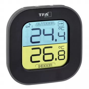 TFA Dostmann digitale thermo-hygrometer vierkant 1,5V 61x24x61mm zwart 30.3068.01