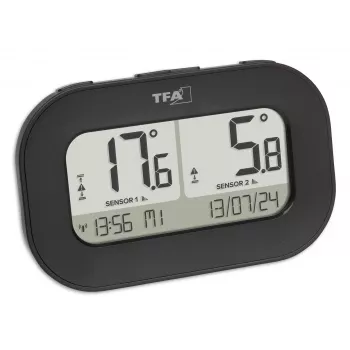 TFA Dostmann DOUBLE-CHECK draadloze digitale thermometer, zwart 30.3073.01