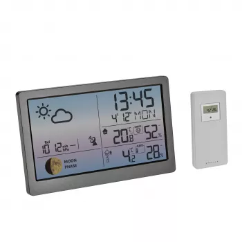 TFA Dostmann LUNA SKY 35.1169.10 radiografisch weerstation met 12-uurs voorspelling, maanfase, ondersteunt tot 3 sensoren