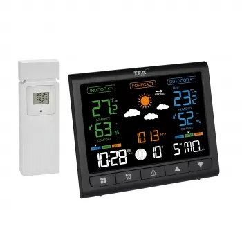 TFA CONTRAST 35.1171.01 draadloos weerstation met 12-24 uur voorspelling, zwart