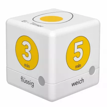TFA Dostmann Cube Timer Digitale eierwekker, wit/geel (38.2041.07)