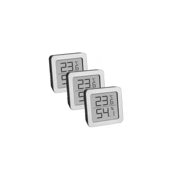 TFA Dostmann 95.2019.54 Digitale thermo-hygrometer 3-delige set voor binnenklimaatbewaking, Wit/Zilver