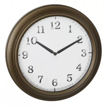 TFA Dostmann 60.3066.53 Buitenwandklok van metaal - quartz, messing, spatwaterdicht, 387 mm, groot display