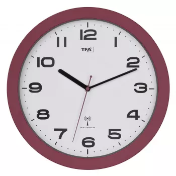 TFA Dostmann 60.3554.05 Draadloze wandklok, rood, 320 mm diameter