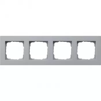Gira E2 Flat Aluminium 4-voudig afdekraam, inbouw, mat, horizontaal 214255