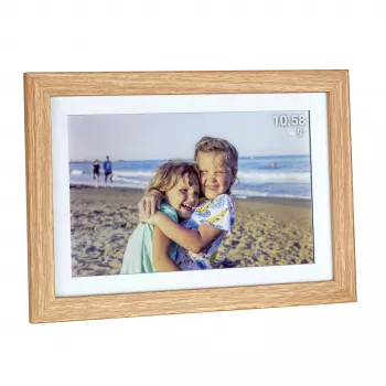 TFA Dostmann FRAMEO App Digitale WiFi fotolijst 10,1 inch 1280x800 IPS touchscreen 32GB bruin houtdesign 37.1002.08