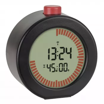 TFA Dostmann 60.2569.01 Radiogestuurde wekker, groot display, timer, zwart/rood