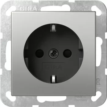 Gira System 55 Schuko stopcontact, edelstaal, 1-voudig, inbouw, 16 A 4453600