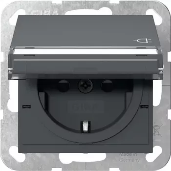 Gira 455728 SCHUKO-stopcontact met klapdeksel en verhoogde aanraakbeveiliging, System 55, zuiverwit