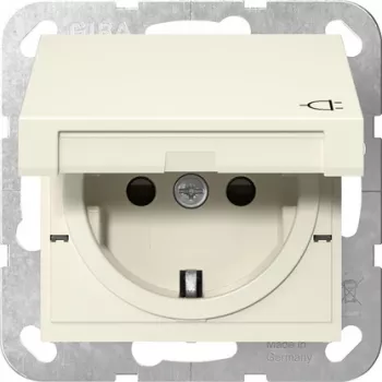 GIRA 441401 SCHUKO-stopcontact met klapdeksel, System 55, crèmewit