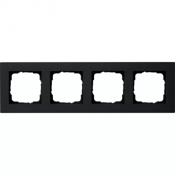 Gira E2 afdekraam 4-voudig zwart mat vlakdesign 0214095