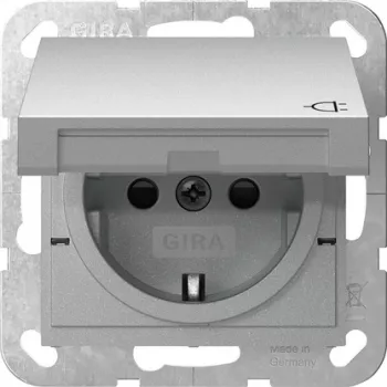 GIRA 441426 SCHUKO-stopcontact met klapdeksel en vergrendeling, System 55, zuiverwit glanzend