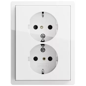 Gira Schuko stopcontact 2-voudig reinwit glanzend 0783112