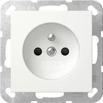 GIRA 448527 Schuko-stopcontact met klepdeksel en beschriftingsveld, System 55, reinwit