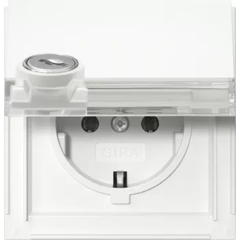 Gira 446766 SCHUKO-stopcontact met sleutelschakelaar, sluiting ongelijk, 16 A, 250 V, inbouw, reinwit glanzend