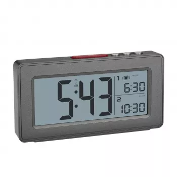 TFA Dostmann 60.2563.10 Radiogestuurde wekker, dubbel alarm, antraciet