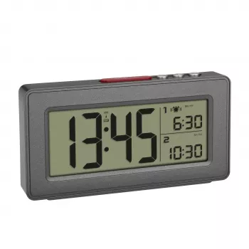 TFA Dostmann 60.2563.10 Radiogestuurde wekker, dubbel alarm, antraciet