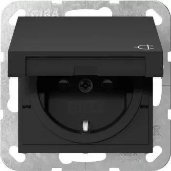 Gira SCHUKO stopcontact met klepdeksel en cilinderslot, System 55, reinweiß 4414005