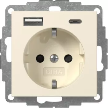 GIRA 245901 SCHUKO-stopcontact met USB-oplader 2x type A/C System 55 crèmewit