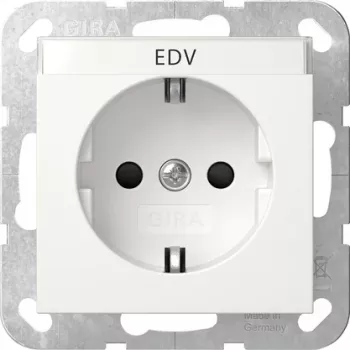 Gira 446227 SCHUKO stopcontact met klepdeksel, System 55, zuiverwit glanzend