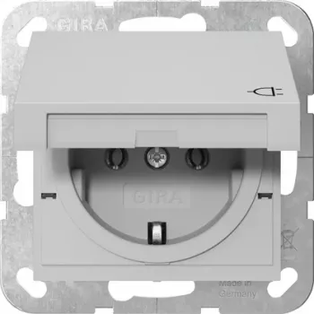 GIRA 4454015 SCHUKO-stopcontact met klepdeksel, System 55, grijs