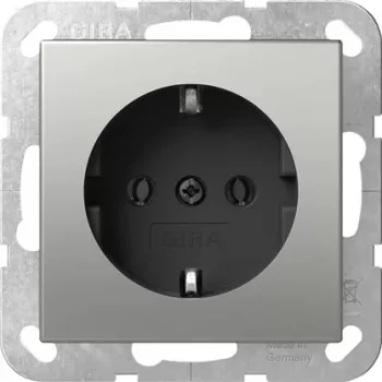 Gira SCHUKO-stopcontact zonder klauwen roestvrijstaal 4466600