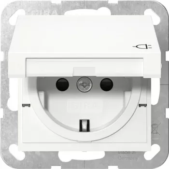 GIRA 475403 SCHUKO-stopcontact met klapdeksel, verhoogde aanraakbeveiliging, System 55, reinwit