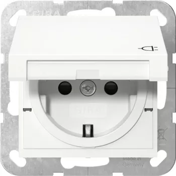 Gira 475427 SCHUKO stopcontact met klapdeksel, System 55, reinwit glanzend
