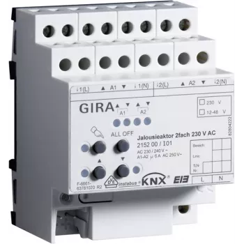 GIRA jaloezie-/rolluikactor 2-kanaals 230 V AC KNX/EIB DIN-rail 215200