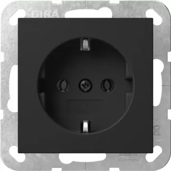 Gira System 55 SCHUKO stopcontact met klepdeksel, zwart 4180005