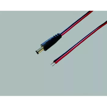 BKL Electronic 075143 laagspanningsverbindingskabel, DC-stekker 5,5 x 2,1 mm naar open uiteinden, 30 cm, zwart
