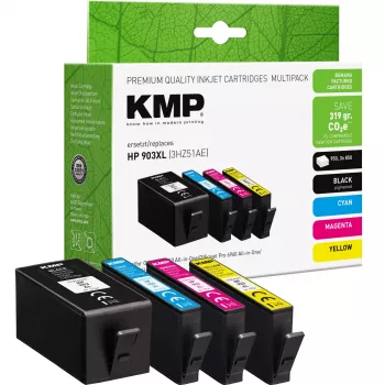KMP compatibele inktcartridge 4-pack zwart/cyaan/magenta/geel voor HP 903XL (3HZ51AE) 1756,4005
