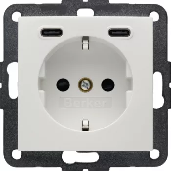 Berker SCHUKO stopcontact met USB-C PD 20W, S.1, polarwit glanzend 48158989