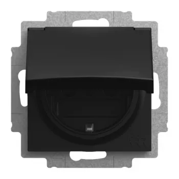 BUSCH-JAEGER SCHUKO stopcontact met klepdeksel IP44, zwart mat 2CKA002013A5538